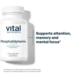 Vital Nutrients Phosphatidylserine softgels with dosing spoon for easy daily intake