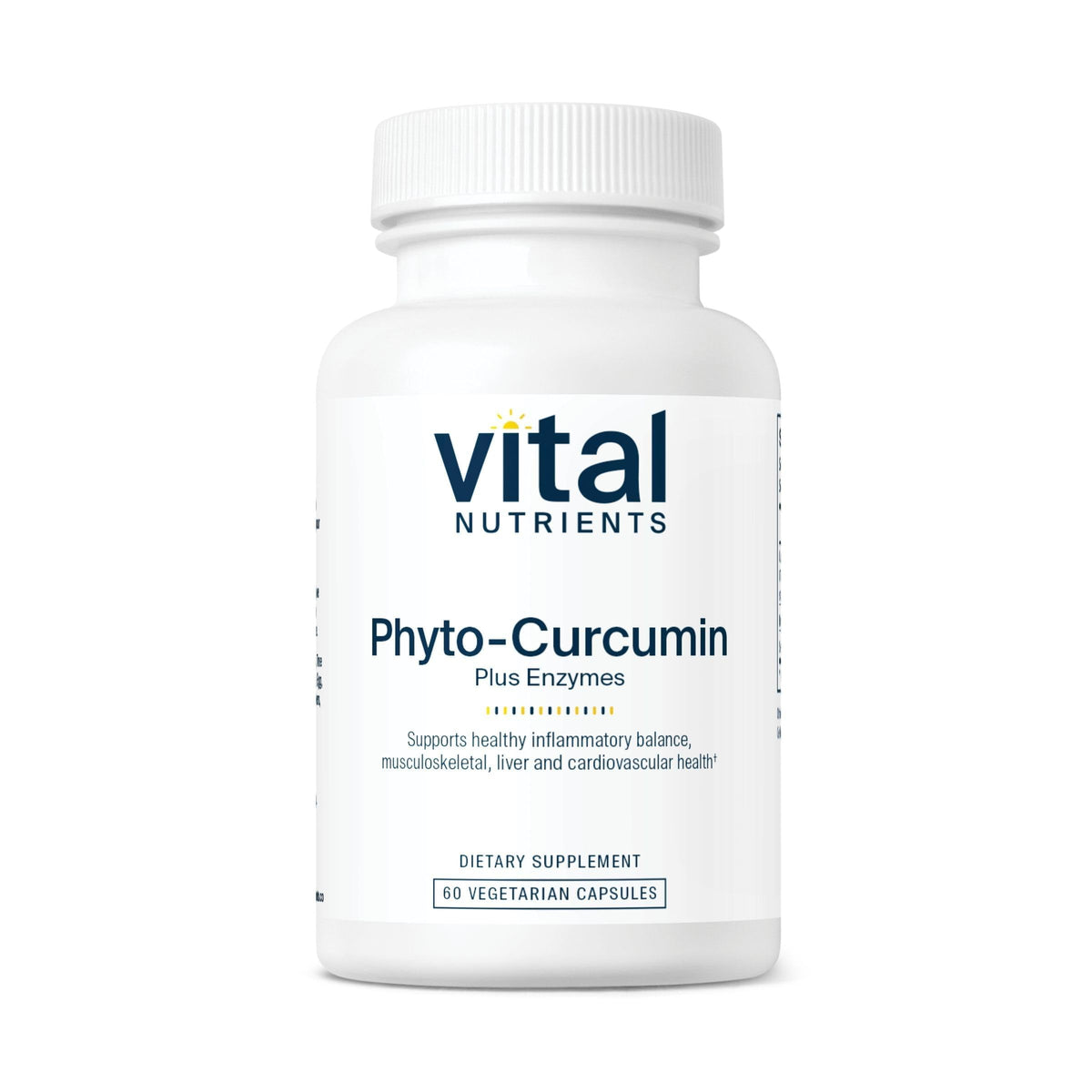 Vital Nutrients Phyto-Curcumin Plus Enzymes bottle front for high-absorption curcumin support.