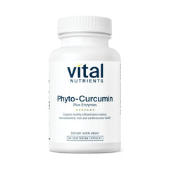 Vital Nutrients Phyto-Curcumin Plus Enzymes bottle front for high-absorption curcumin support.