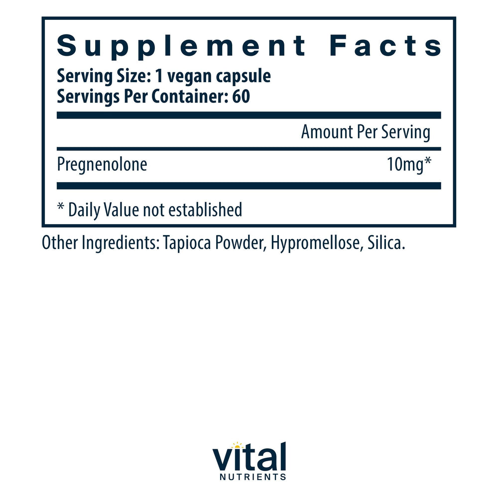 Vital Nutrients Pregnenolone bottle cap close-up for daily ritual
