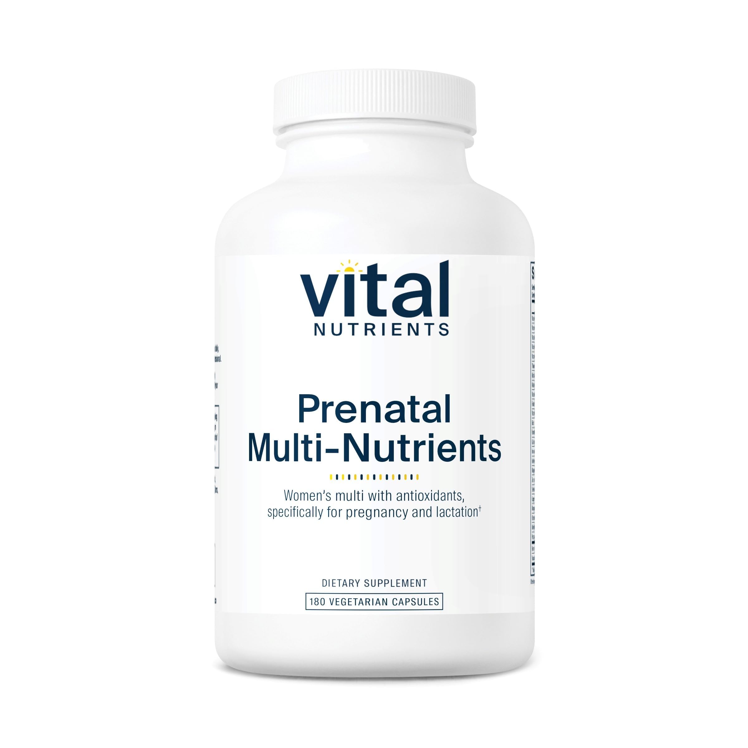 Vital Nutrients PreNatal bottle with easy-to-swallow capsules for pregnancy support.