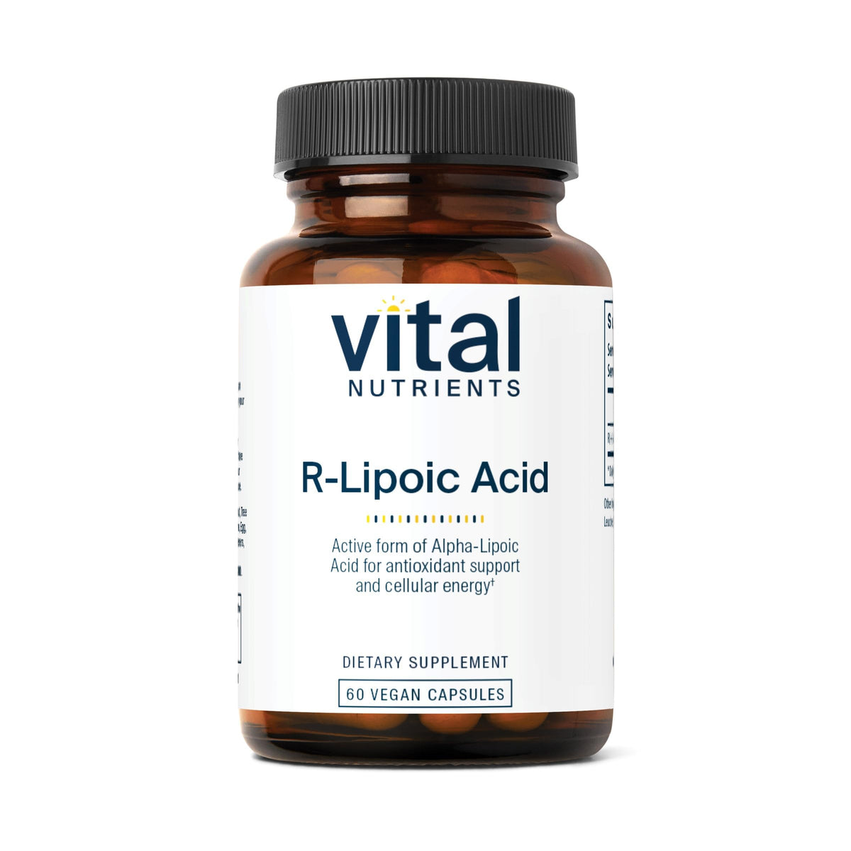 Vital Nutrients R-Lipoic Acid bottle shows the active 200 mg formula for energy support