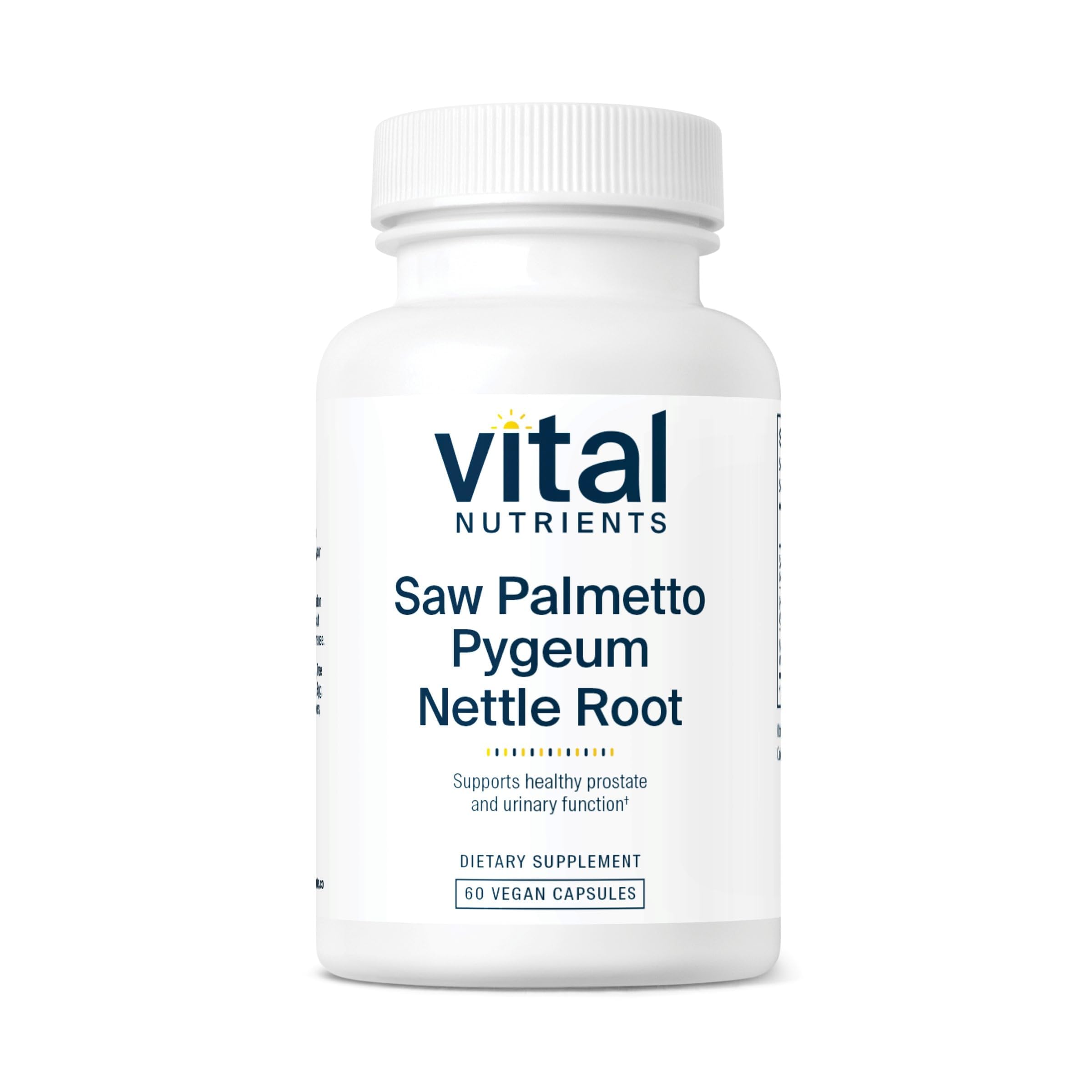 Vital Nutrients Saw Palmetto bottle showing vegan prostate support capsules