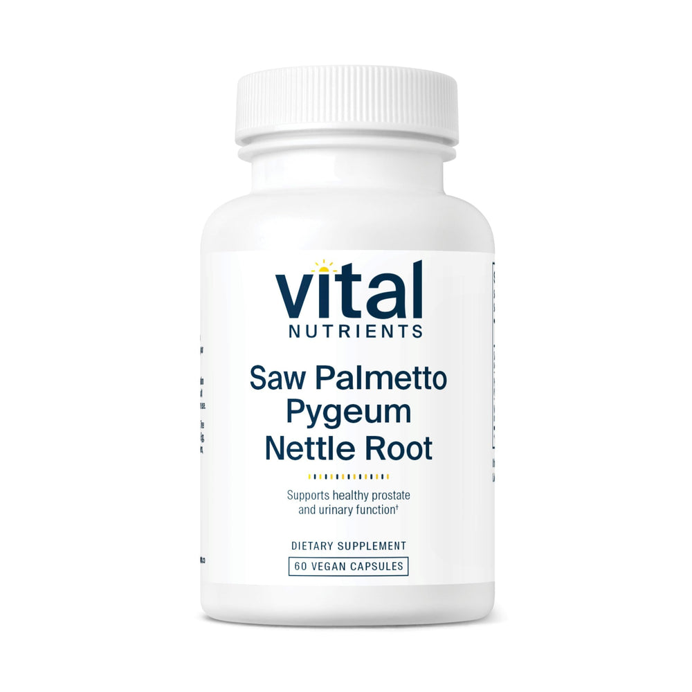 Vital Nutrients Saw Palmetto bottle showing vegan prostate support capsules