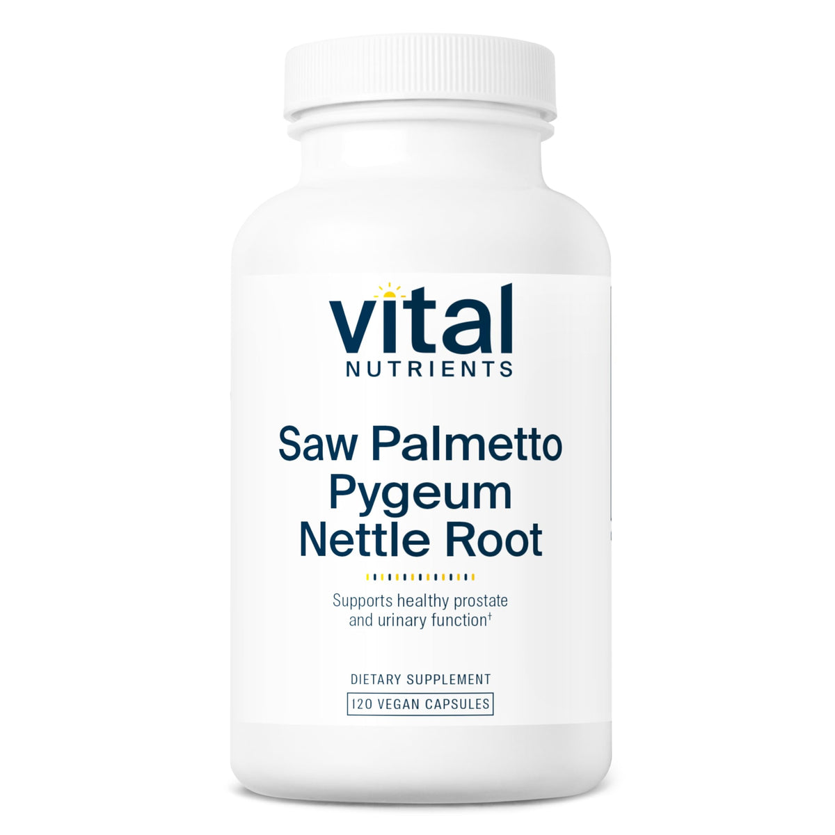 Vital Nutrients Saw Palmetto bottle showing capsules for prostate support