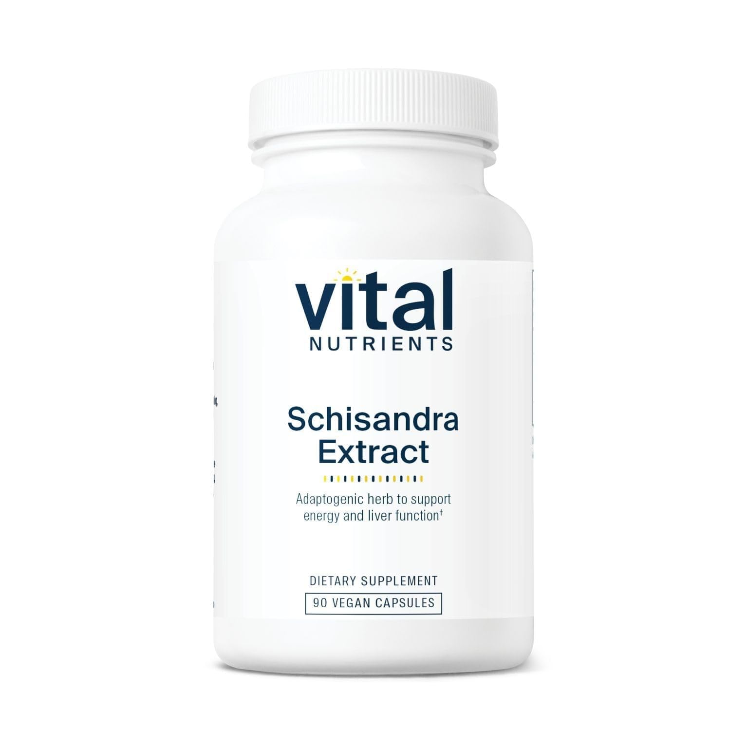 Vital Nutrients Schisandra extract bottle front view highlighting energy and liver support.