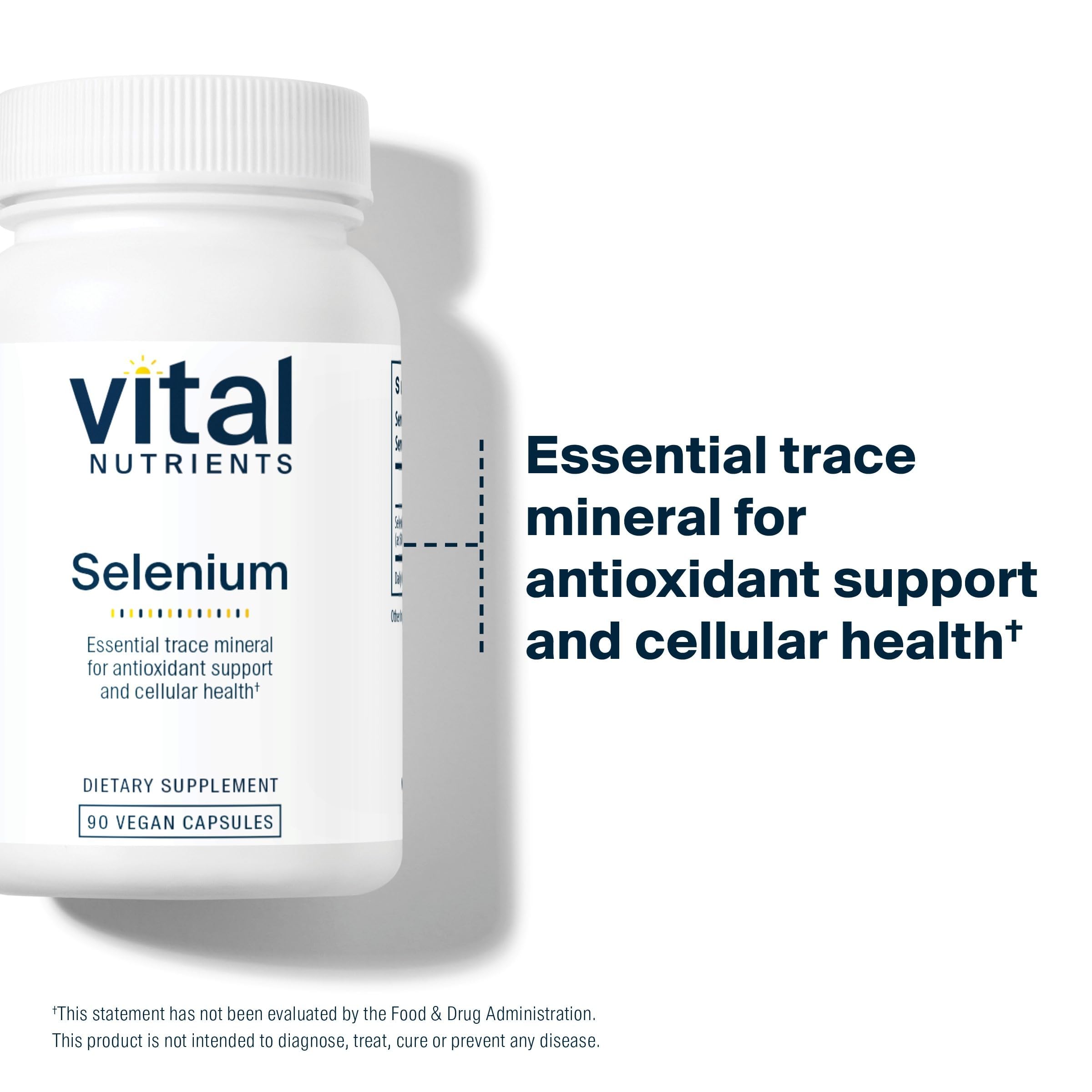 Vital Nutrients Selenium capsules arranged for daily use.