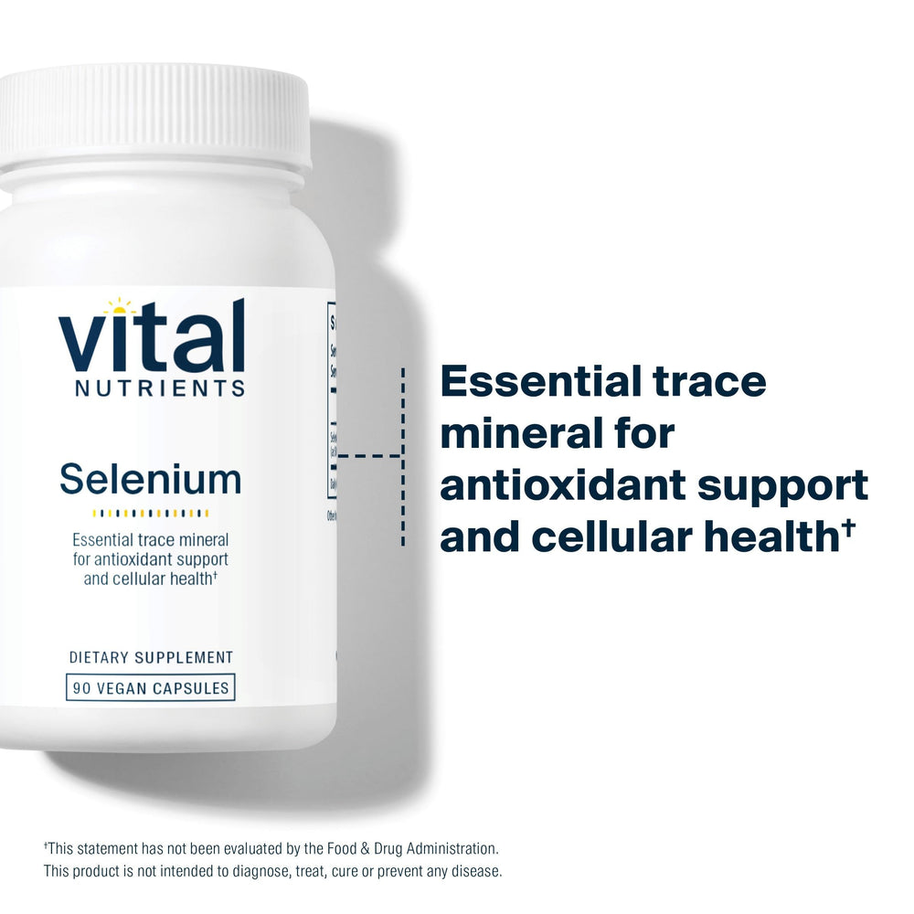 Vital Nutrients Selenium capsules arranged for daily use.