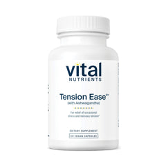 Vital Nutrients Tension Ease bottle on a neutral setup for daily stress support.