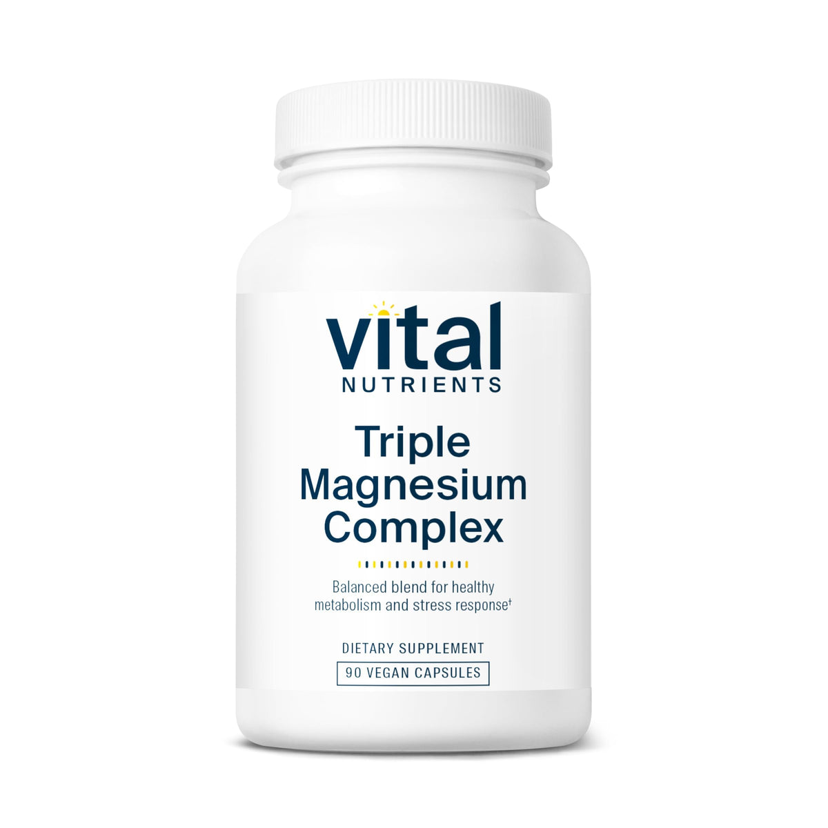 Vital Nutrients Triple Magnesium Complex bottle supports daily relaxation.