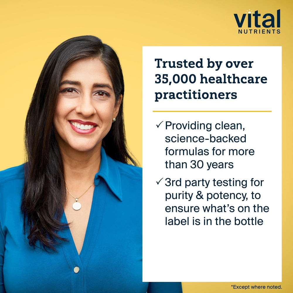 Vital Nutrients Tyrosine and B Vitamins on shelf in a clean supplement area