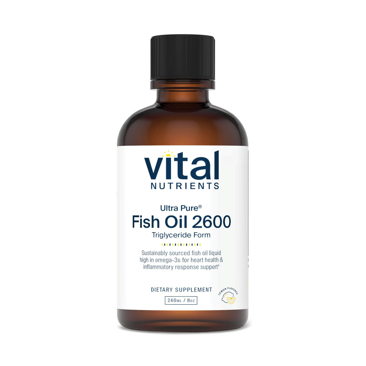 Vital Nutrients Ultra Pure Fish Oil 2600 bottle on shelf supports joint health.