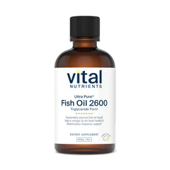 Vital Nutrients Ultra Pure Fish Oil 2600 bottle on shelf supports joint health.