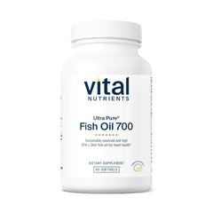 Vital Nutrients Ultra Pure Fish Oil 700 bottle with lemon flavor for heart and brain support.
