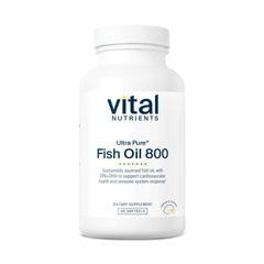 Vital Nutrients Ultra Pure Fish Oil 800 lemon-flavored bottle with fresh citrus taste and omega-3 support