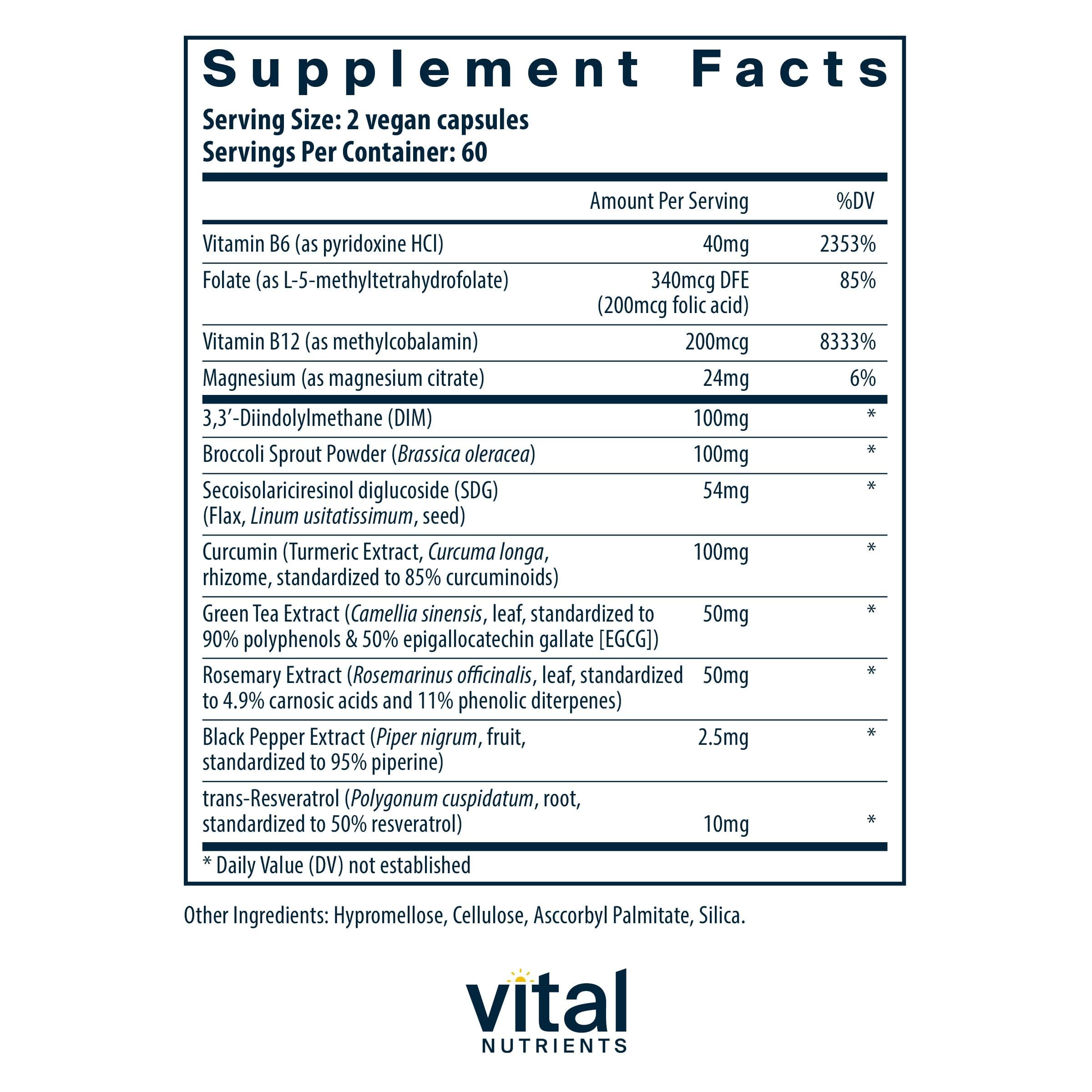 Vital Nutrients vegan DIM with flax seeds close up highlighting flax for metabolism support