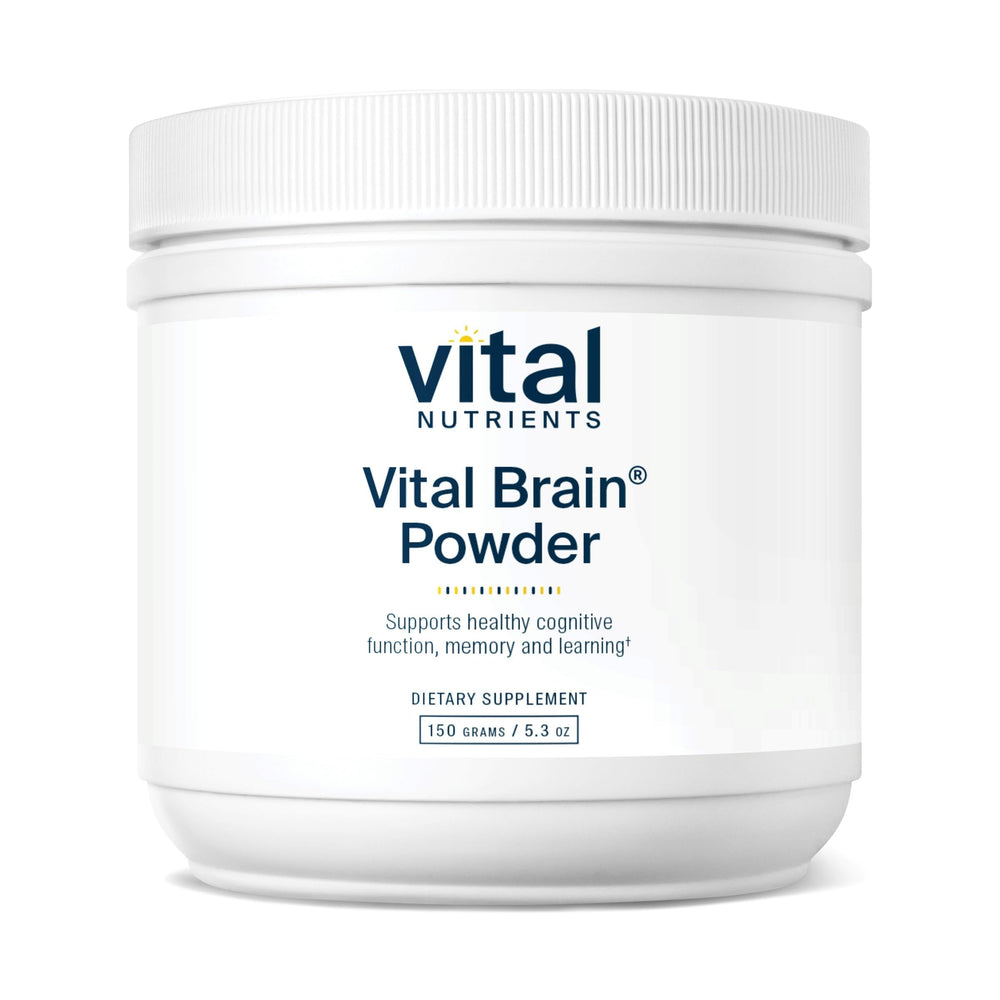 Vital Nutrients Vital Brain Powder bottle—gluten-free nootropic for daily focus.