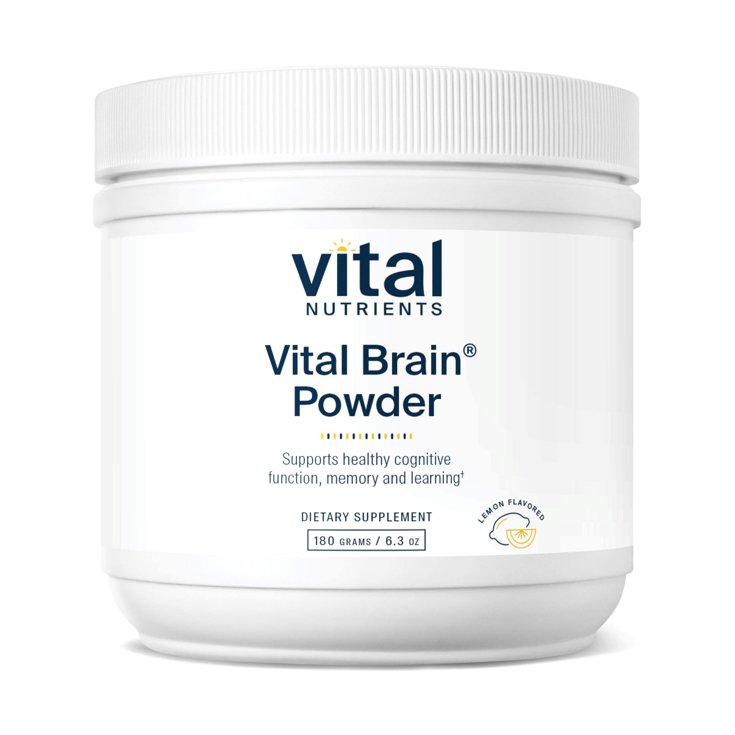 Vital Nutrients Vital Brain Powder lemon tub promotes focus and mental clarity