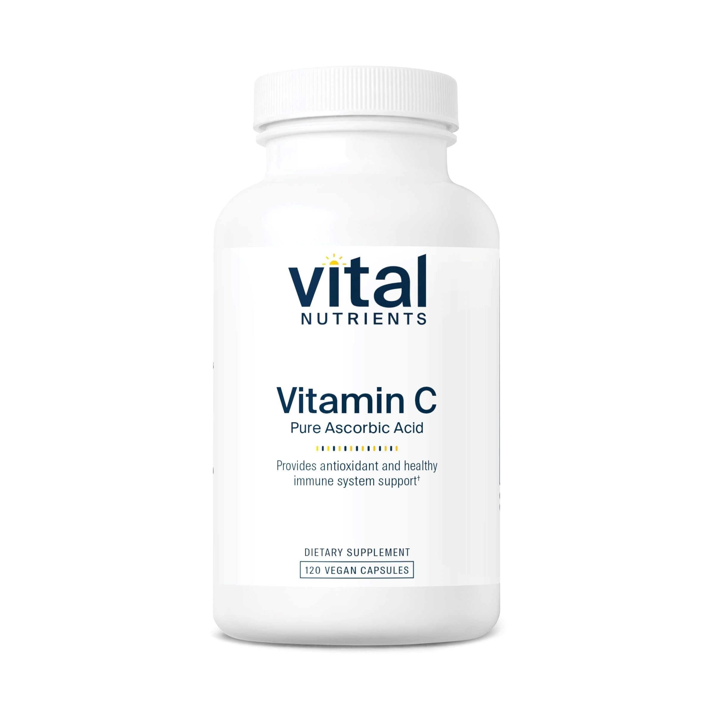 Vital Nutrients Vitamin C 1000mg bottle front view highlighting vegan antioxidant support