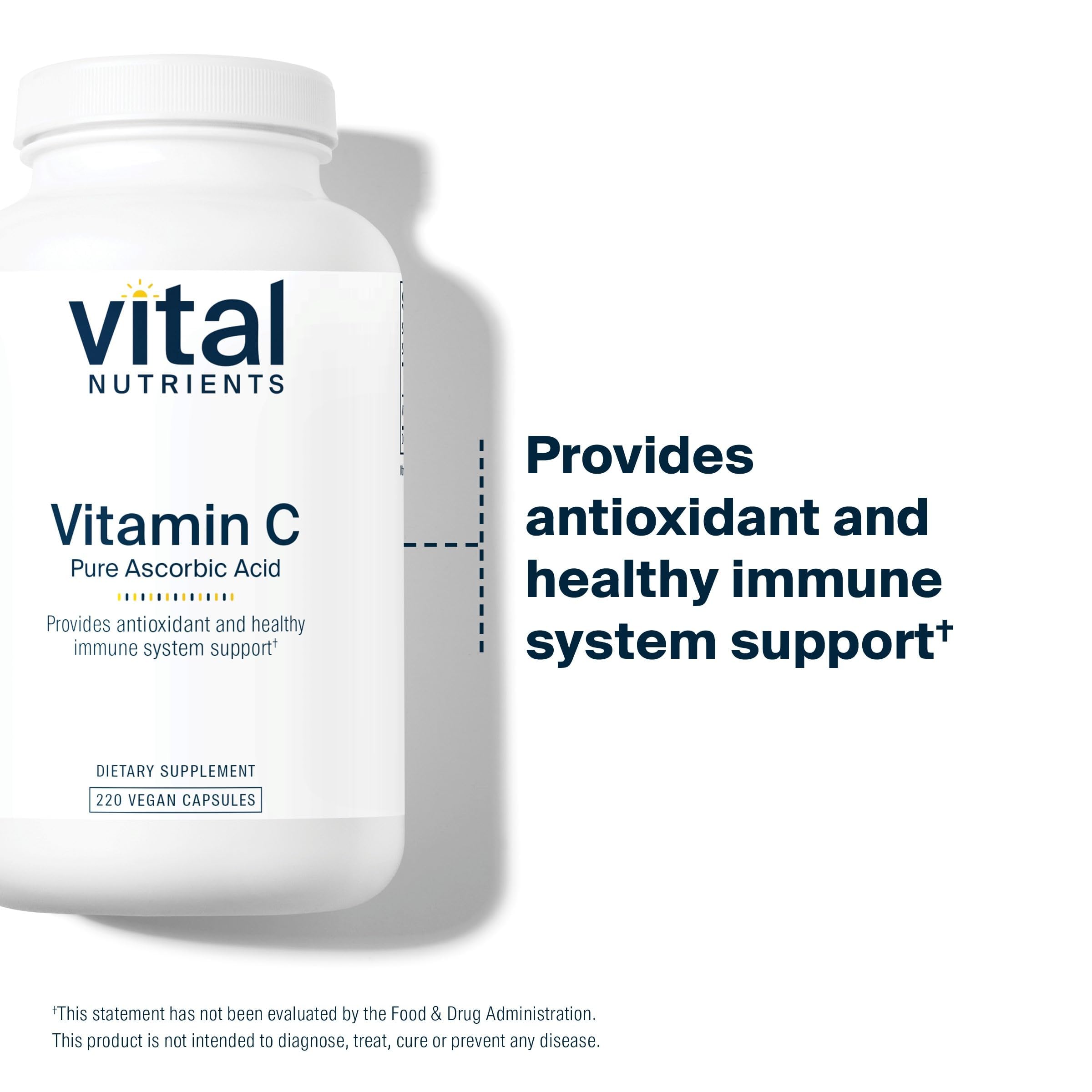Vital Nutrients Vitamin C non-GMO label signals clean, premium supplement