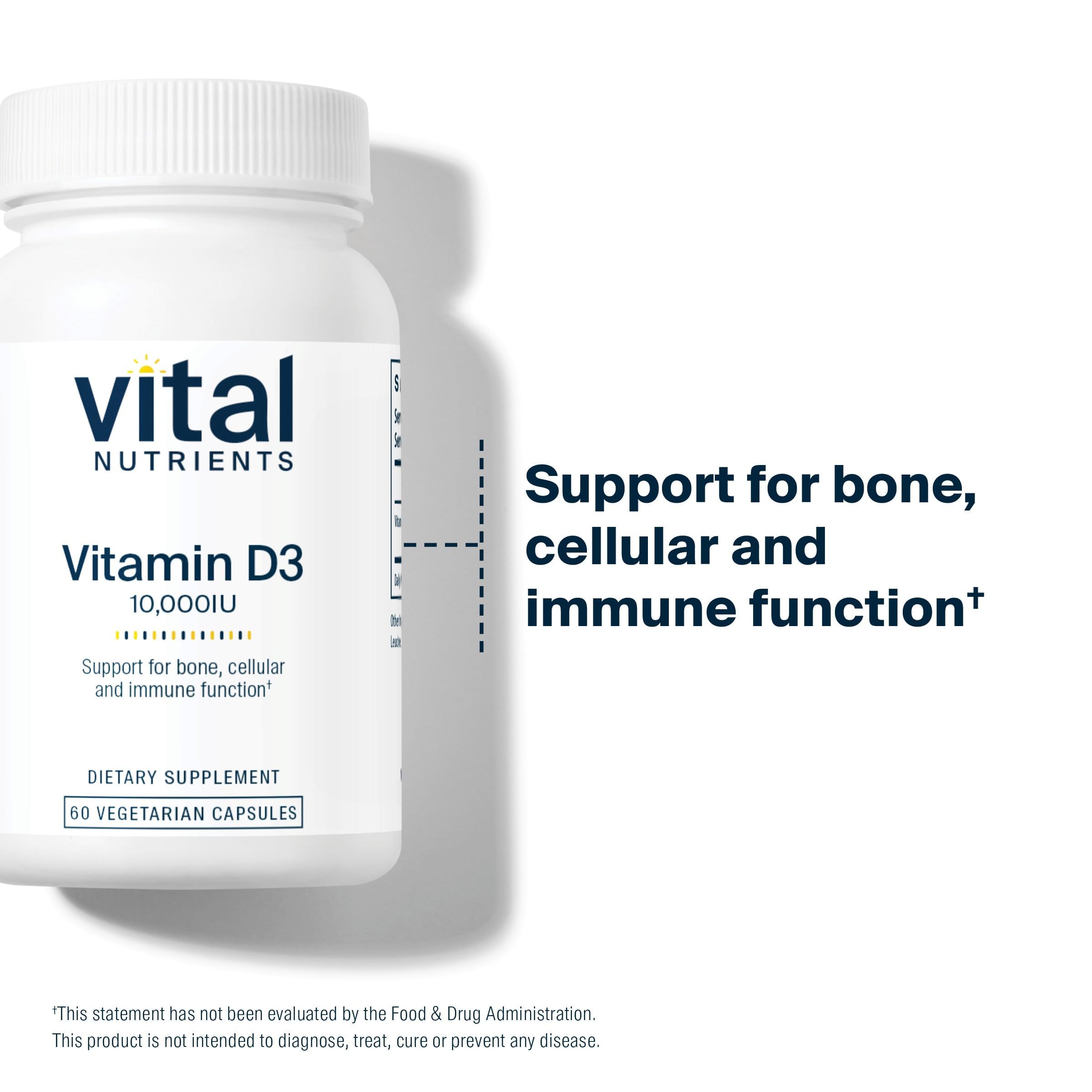 Vital Nutrients label highlights gluten-free, dairy-free, soy-free vegan formula and clean ingredients.