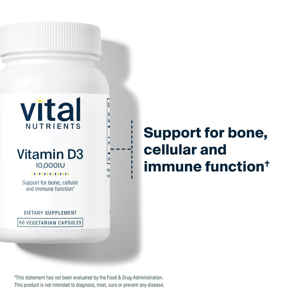 Vital Nutrients label highlights gluten-free, dairy-free, soy-free vegan formula and clean ingredients.
