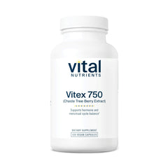 Vital Nutrients Vitex 750 bottle front showing 120 capsules for cycle support