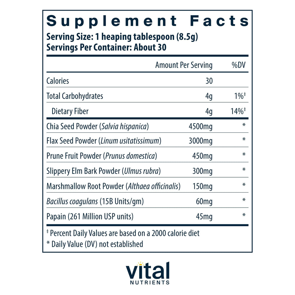 Vital Nutrients Whole Fiber Fusion powder scoop ready for quick daily use.