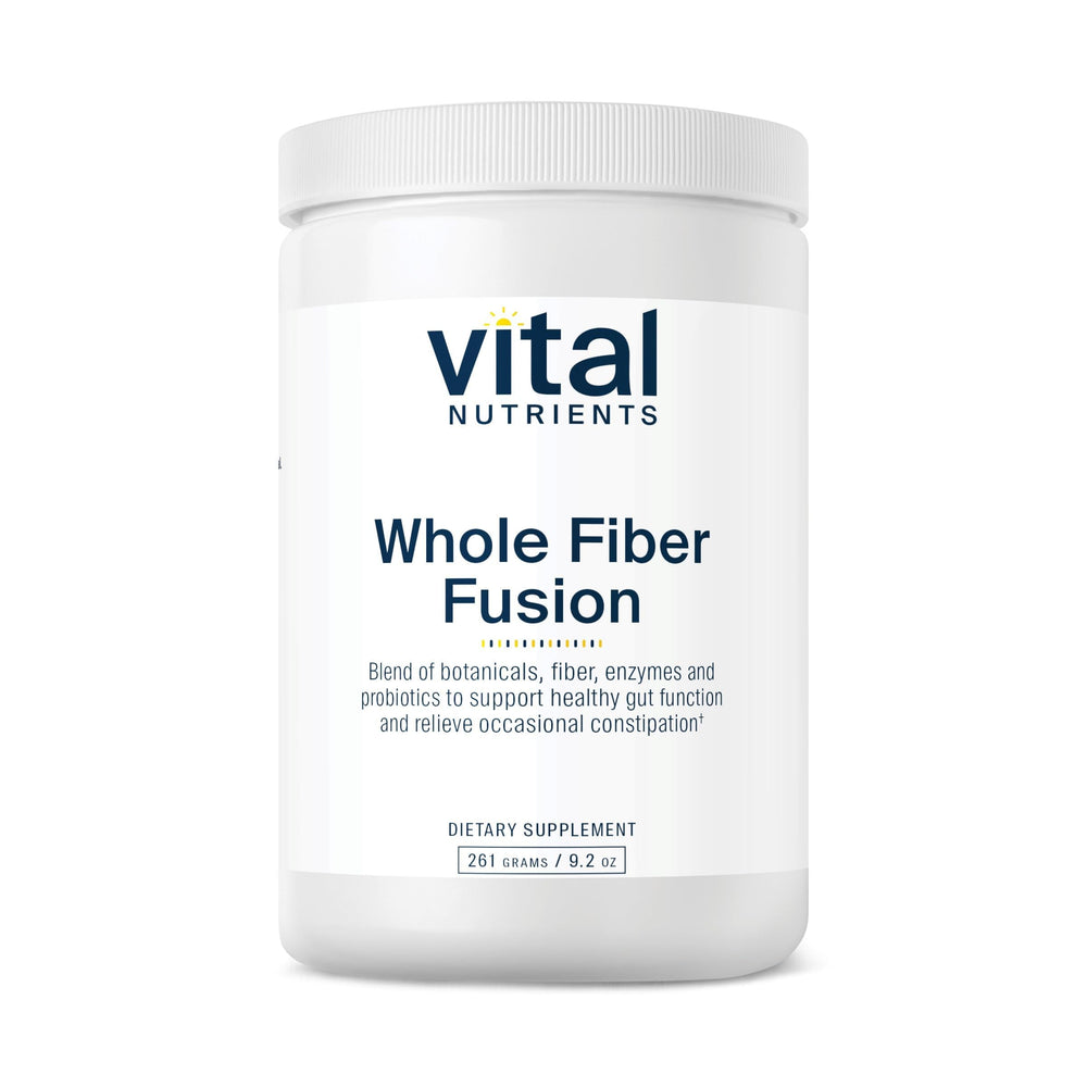 Vital Nutrients Whole Fiber Fusion powder tub front with clean label and fiber support.