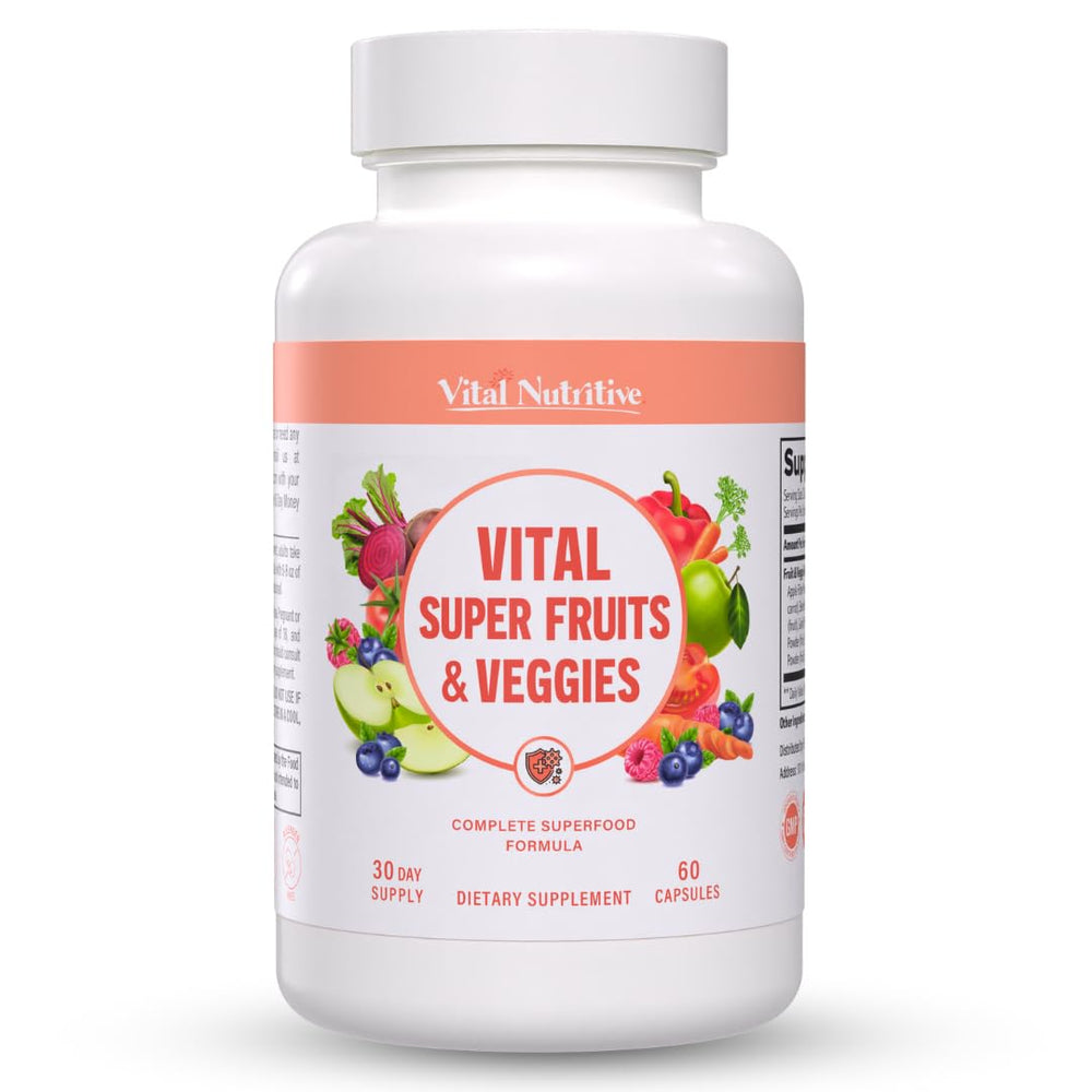 Vital Nutritive Vital Super Fruits & Veggies bottle front for daily wellness.