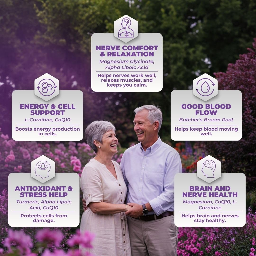 Vital Nutritive Nerve Health Circulation visual emphasizes improved coordination during daily activities.