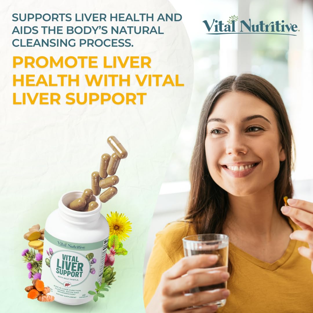 Vital Nutritive nine-in-one capsules arranged, emphasizing comprehensive liver support