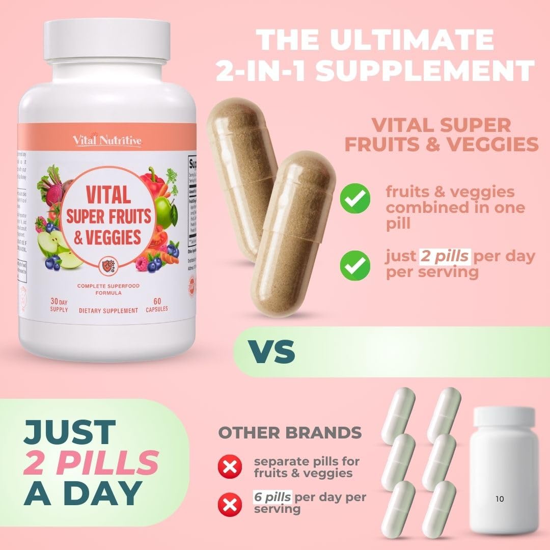 Vital Nutritive packaging highlights natural, non-GMO daily supplement choice.