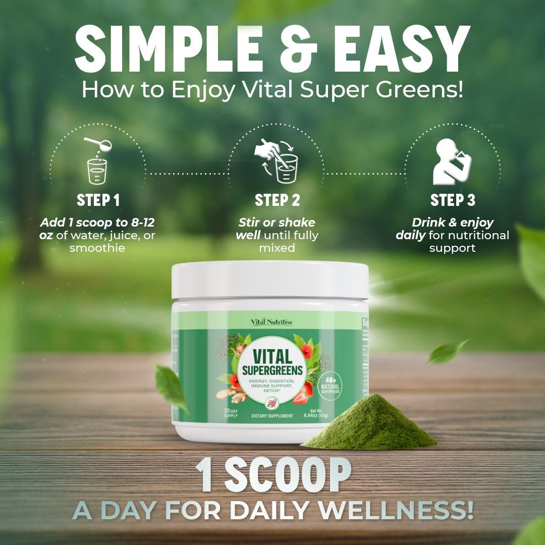 Vital Greens adaptogens display with ashwagandha for balanced energy