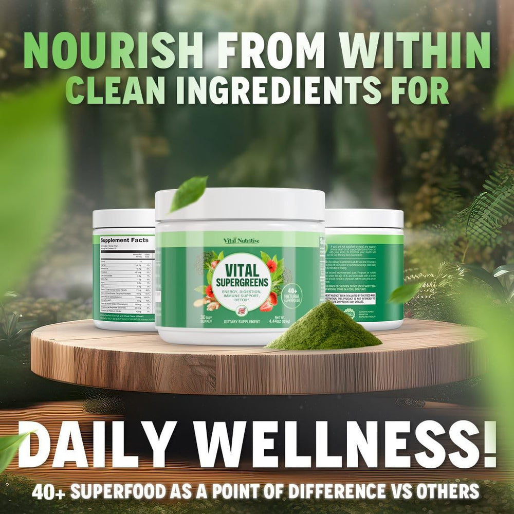 Vital Greens low-calorie per serving highlights simple, light nutrition