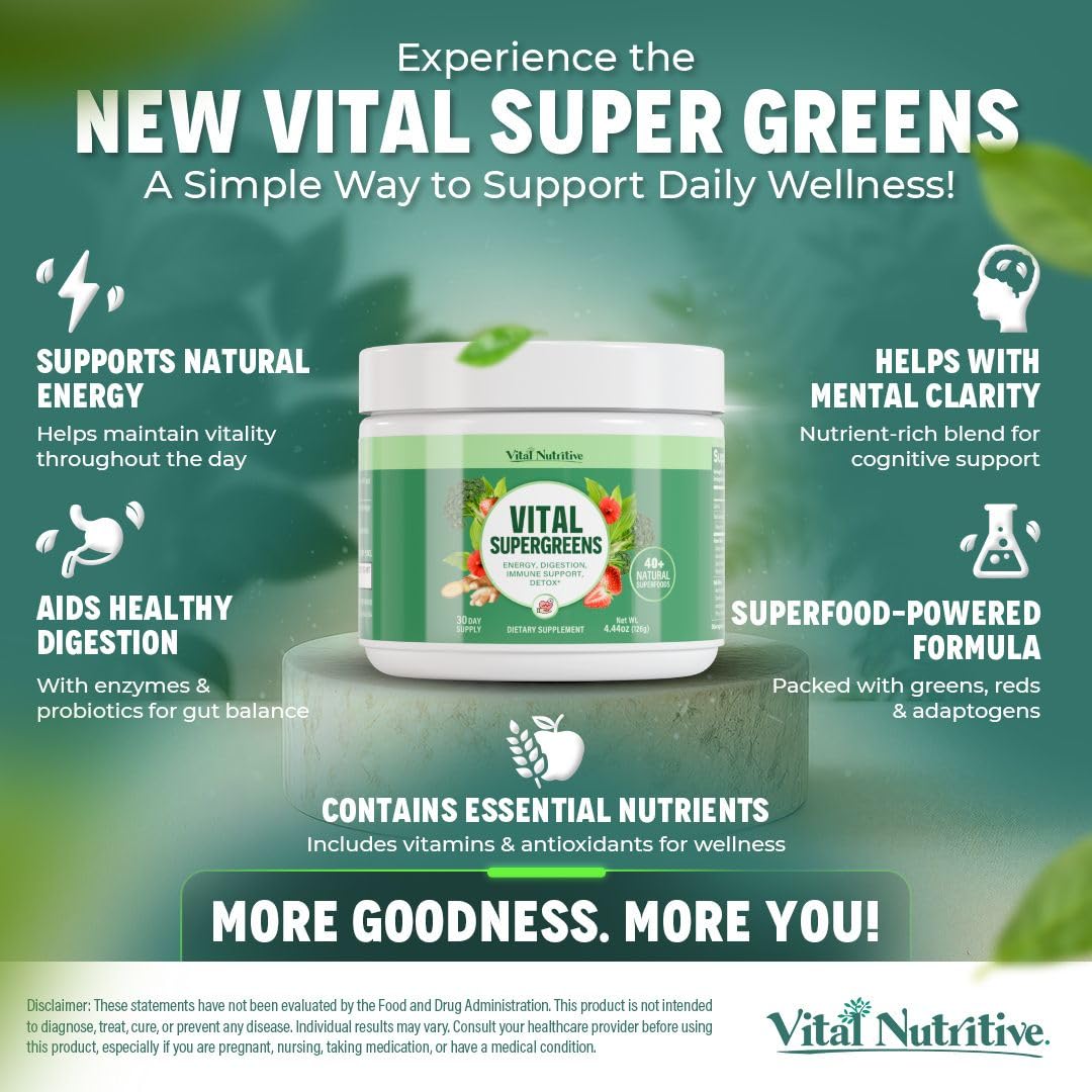 Vital Greens probiotic blend emphasizes gut-friendly fermentation support