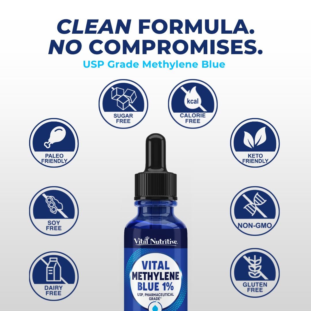 Vital Methylene Blue Drops packaging and product ready for shelf display