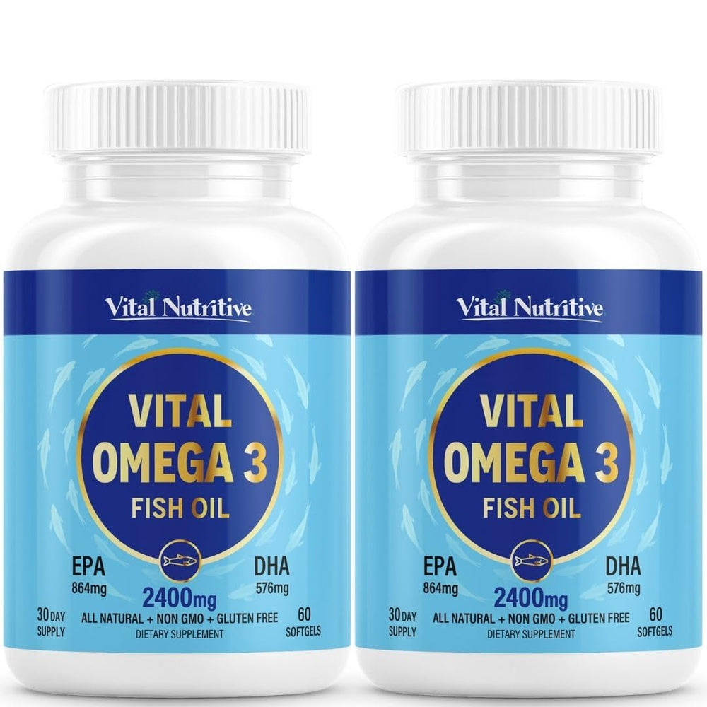 Vital Nutritive Vital Omega-3 bottle with high-potency EPA and DHA for daily wellness.