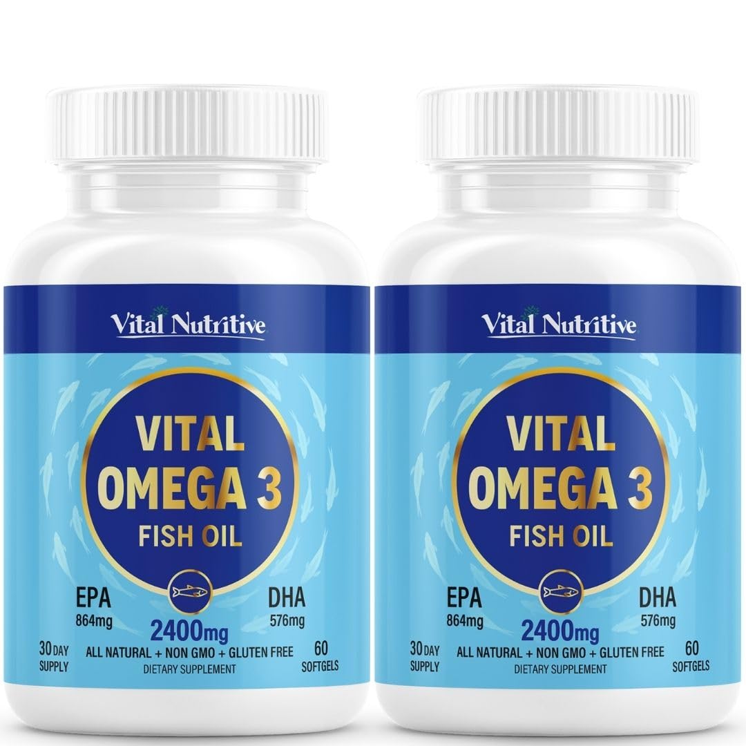 Vital Nutritive Vital Omega-3 bottle with high-potency EPA and DHA for daily wellness.