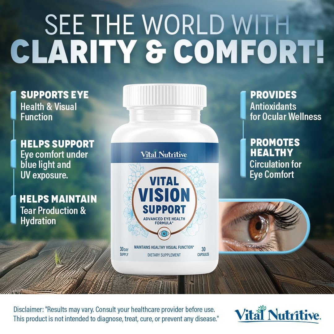 Vital Nutritive Vital Vision capsules close-up with key nutrients