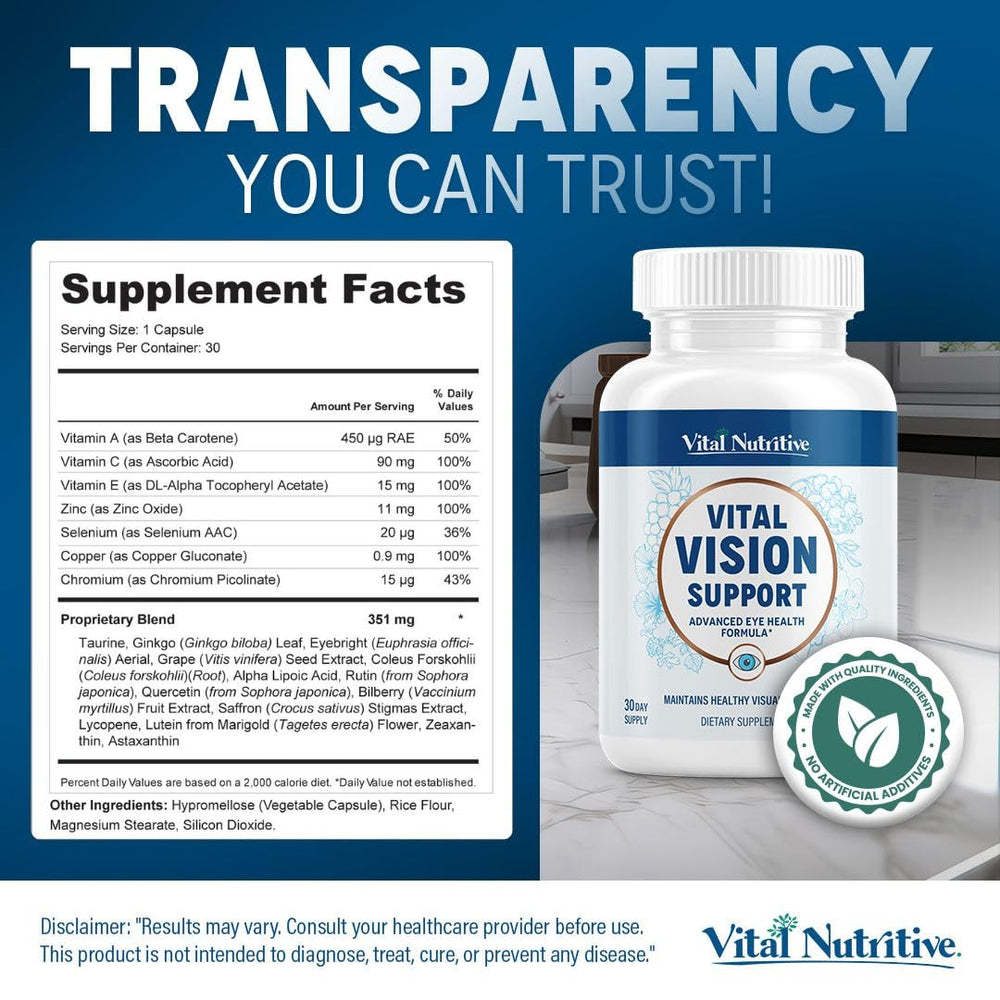 Vital Nutritive Vital Vision non-GMO formula labeling and packaging