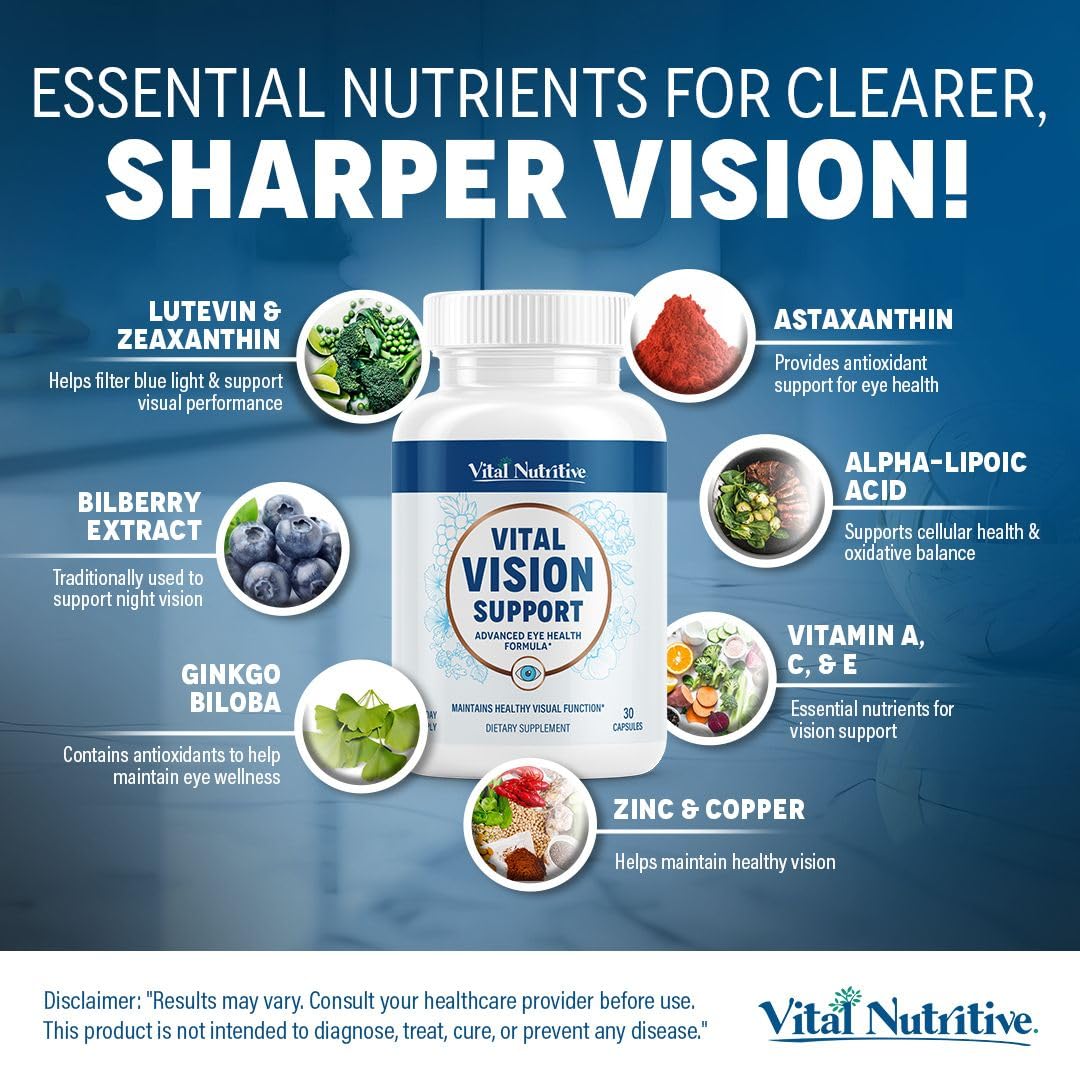 Vital Nutritive Vital Vision ingredients featuring vitamin A and lutein