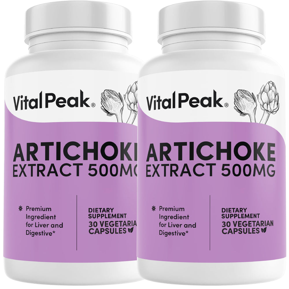 Vital Peak artichoke 500 mg bottle capsules for liver and digestion