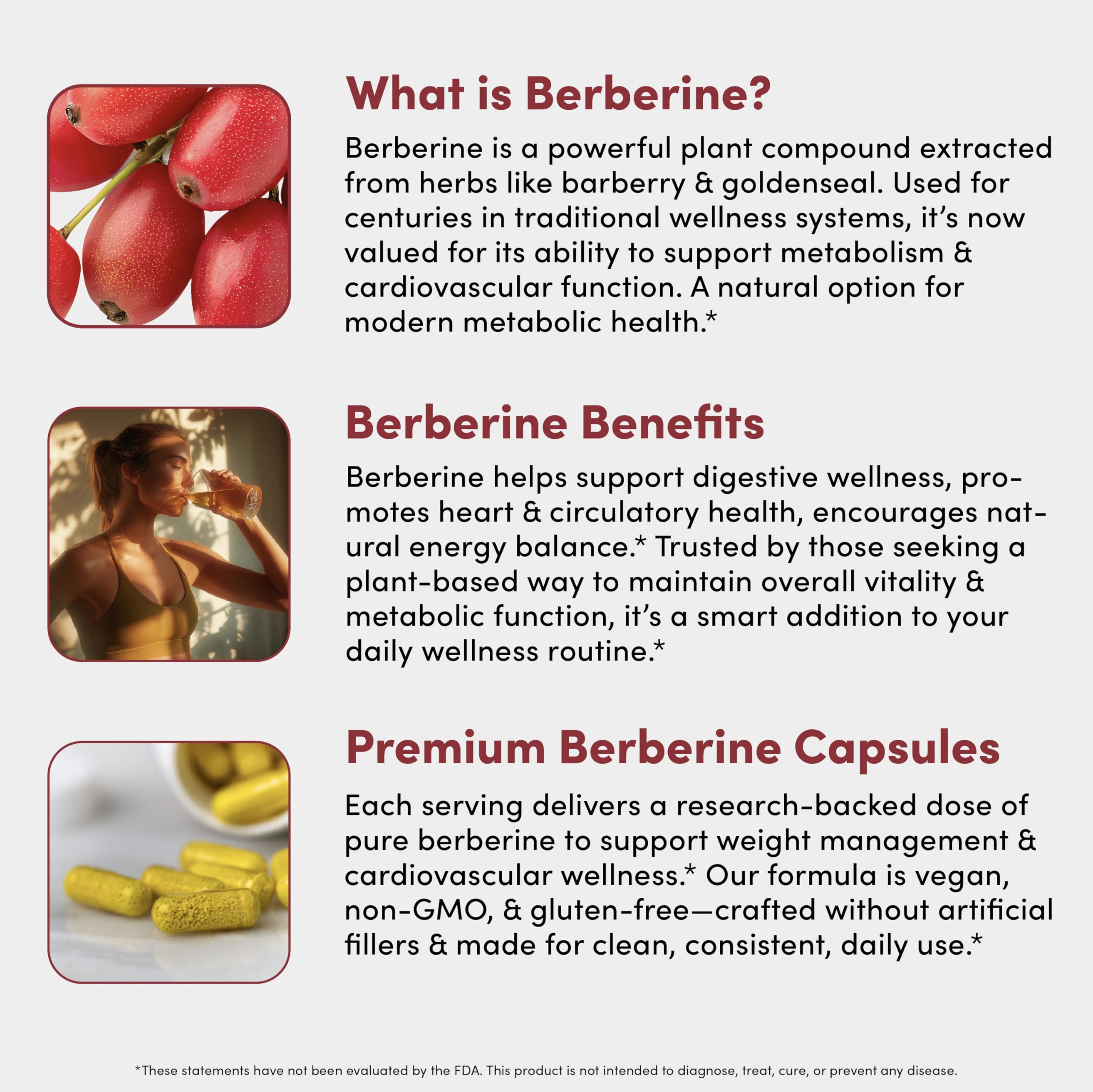 Vital Peak Berberine capsule jar with vegan icon communicates quality