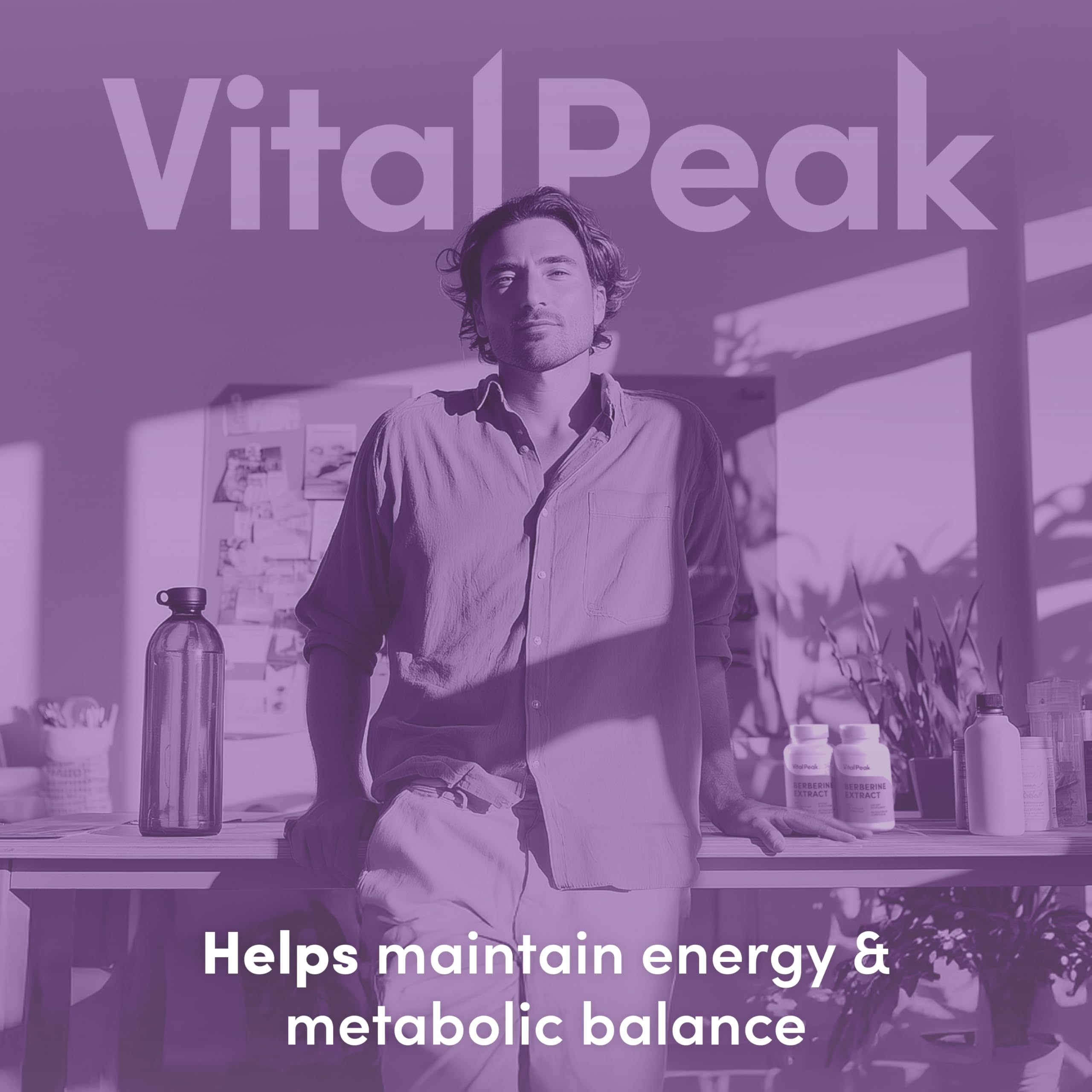 Vital Peak Berberine 1000mg label emphasizes non-GMO and dairy-free claims