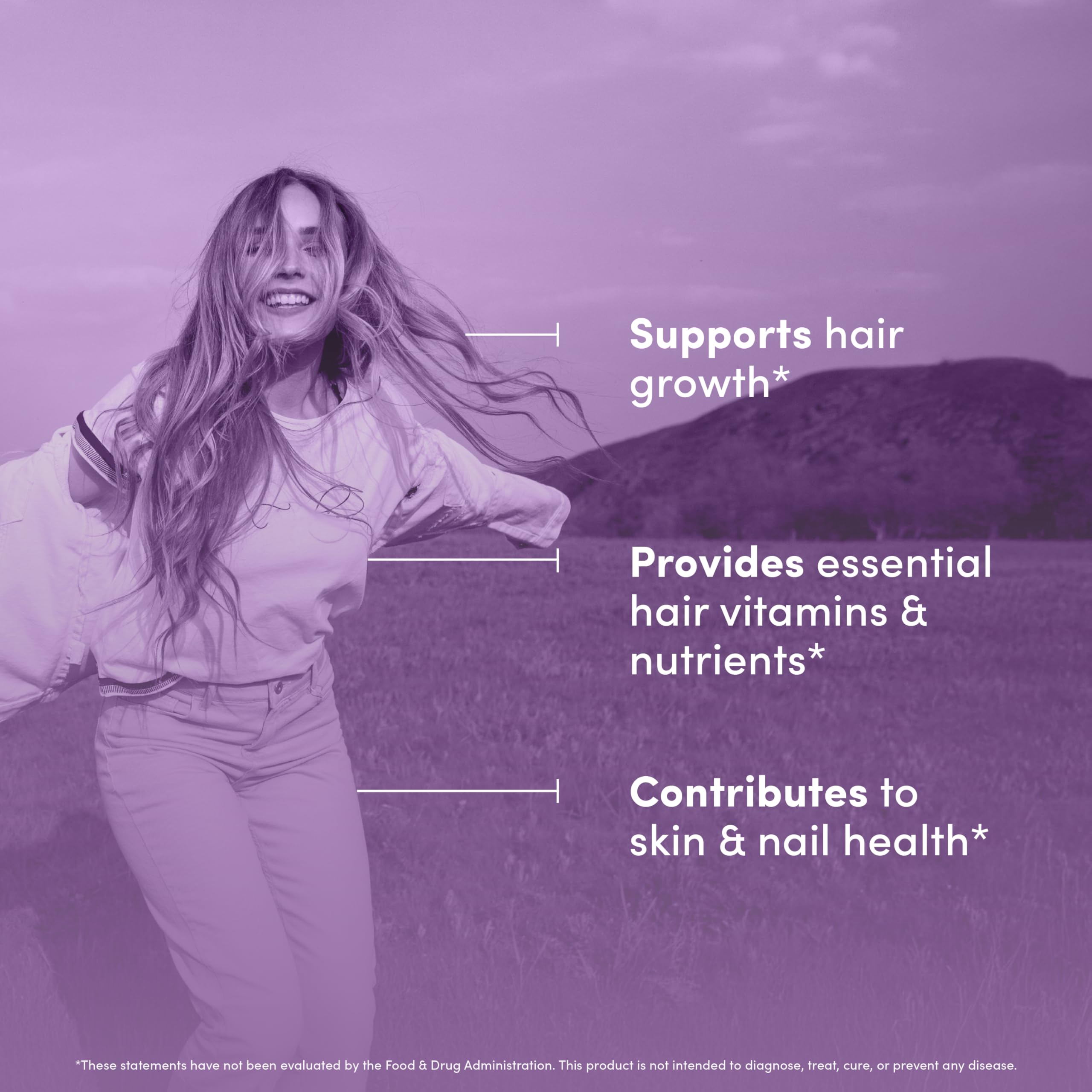 Vital Peak Hair Peak ingredients scene featuring biotin, collagen, keratin for hair support