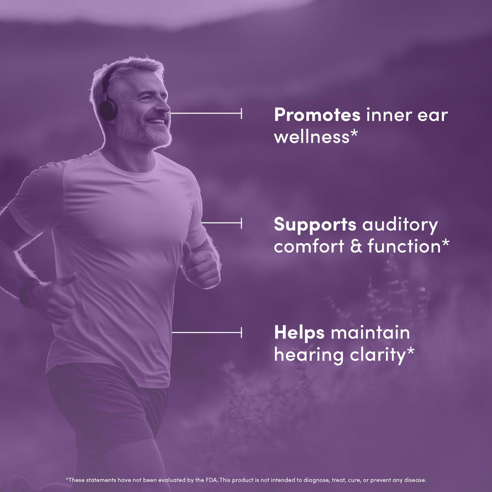 Vital Peak Hearing Peak label highlights vegan and gluten-free features