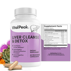 Vital Peak Liver Cleanse bottle and capsules for daily detox routine.