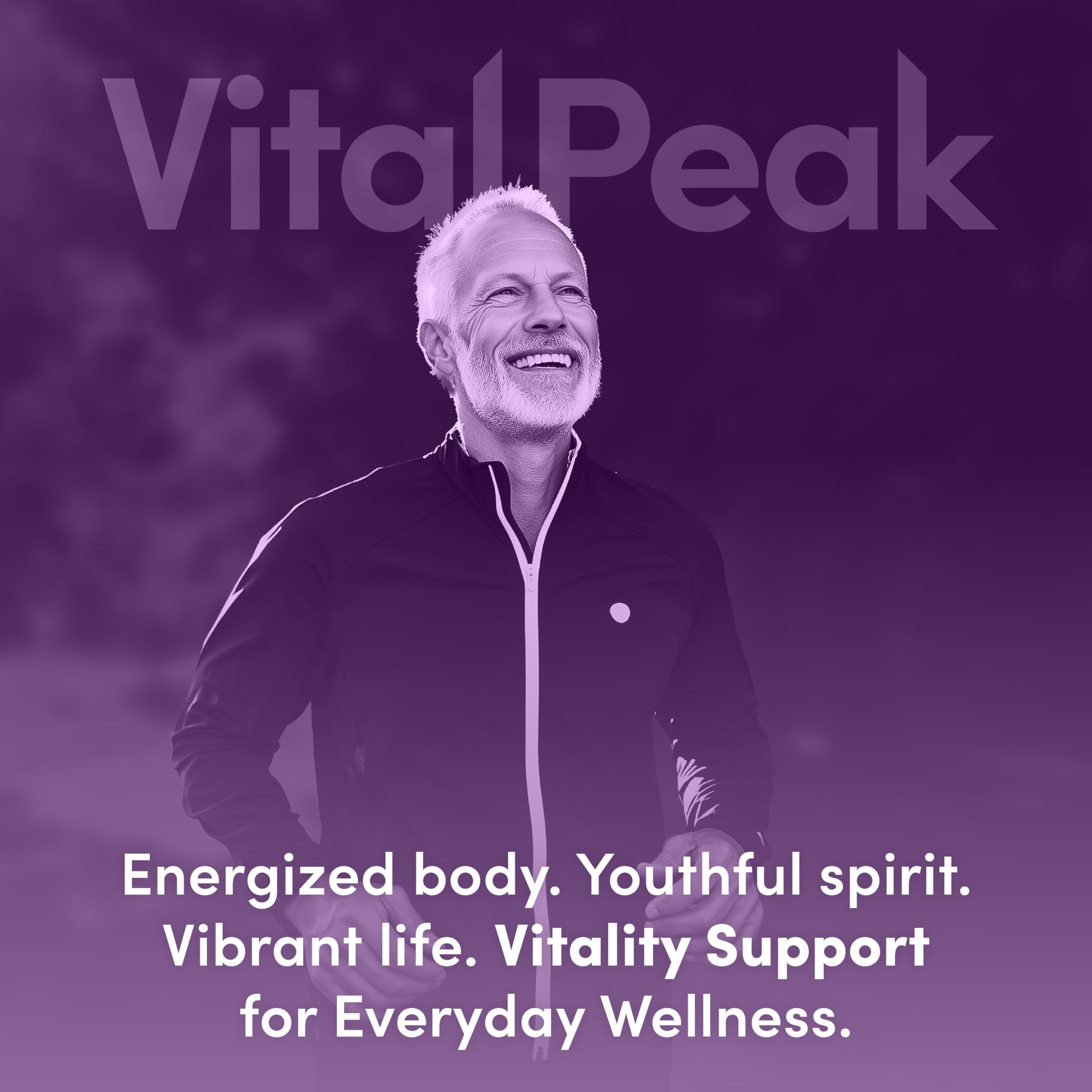 Vital Peak Longevity Peak with ashwagandha highlights natural adaptogenic support.