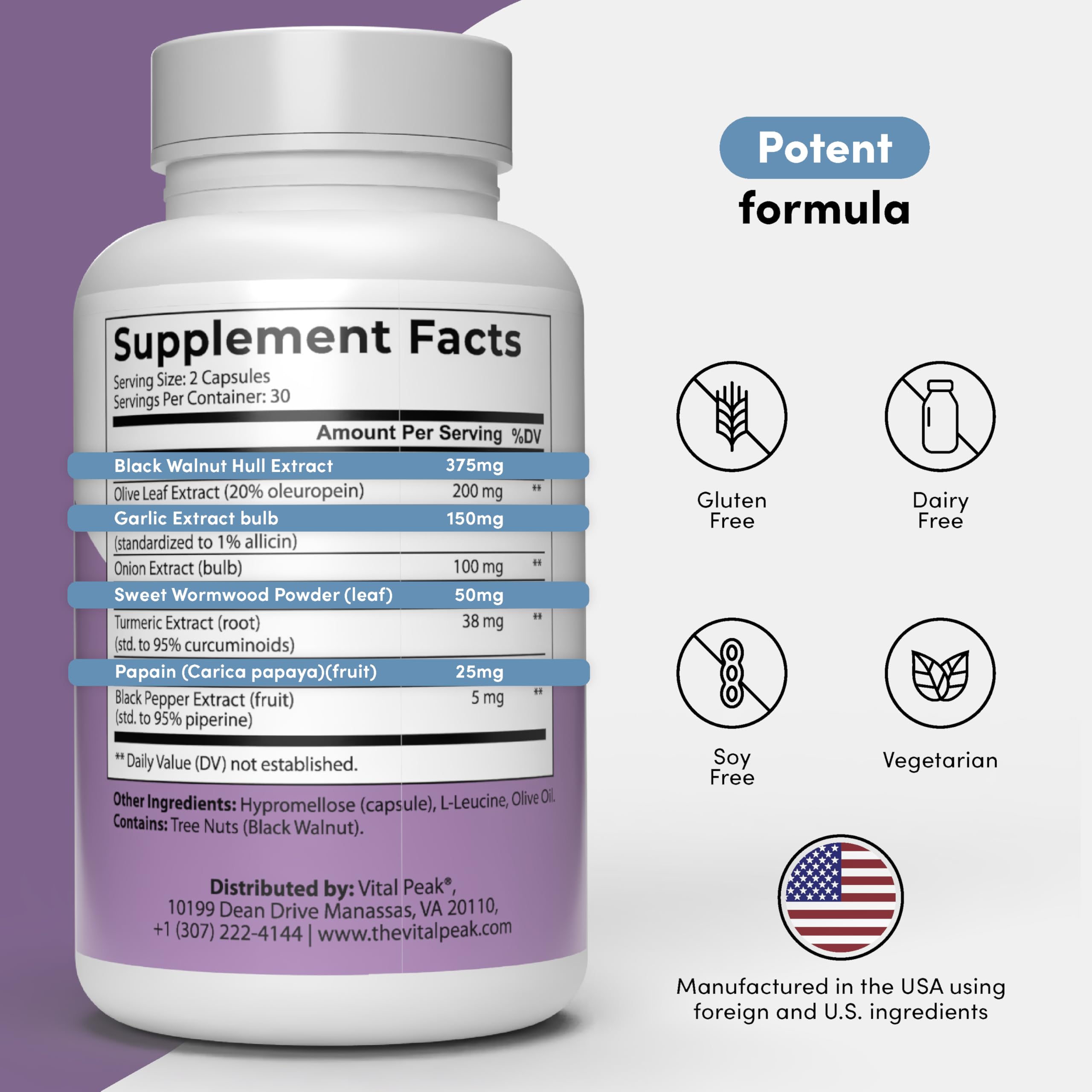Vital Peak ParaCleanse capsules closeup demonstrates easy-to-swallow daily use.
